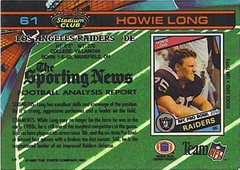 1991 Stadium Club #61 Howie Long Back