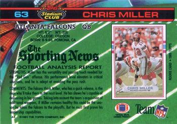 1991 Stadium Club #63 Chris Miller Back