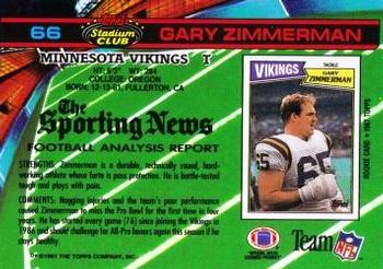 1991 Stadium Club #66 Gary Zimmerman Back