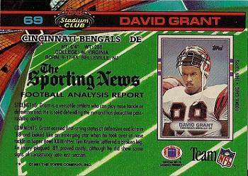 1991 Stadium Club #69 David Grant Back