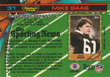 1991 Stadium Club #31 Mike Baab Back