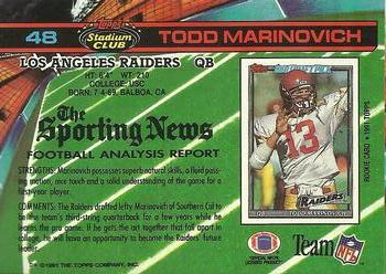 1991 Stadium Club #48 Todd Marinovich Back
