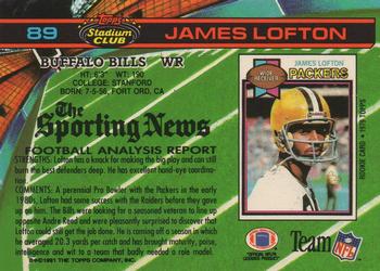 1991 Stadium Club #89 James Lofton Back