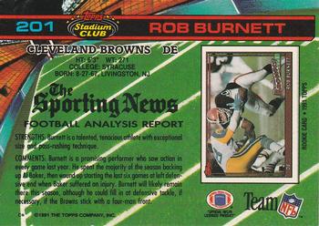 1991 Stadium Club #201 Rob Burnett Back