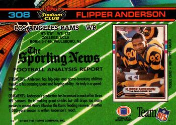 1991 Stadium Club #308 Flipper Anderson Back