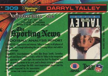 1991 Stadium Club #309 Darryl Talley Back