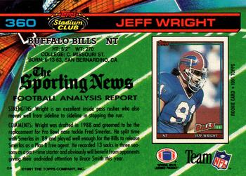 1991 Stadium Club #360 Jeff Wright Back
