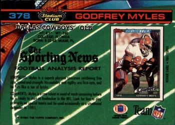 1991 Stadium Club #378 Godfrey Myles Back