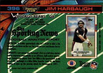 1991 Stadium Club #396 Jim Harbaugh Back