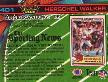 1991 Stadium Club #401 Herschel Walker Back