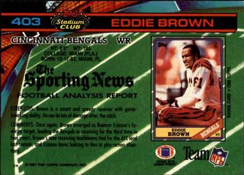 1991 Stadium Club #403 Eddie Brown Back