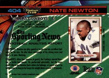 1991 Stadium Club #404 Nate Newton Back
