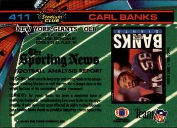 1991 Stadium Club #411 Carl Banks Back