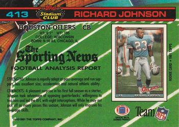 1991 Stadium Club #413 Richard Johnson Back
