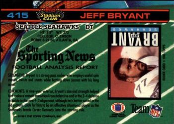 1991 Stadium Club #415 Jeff Bryant Back