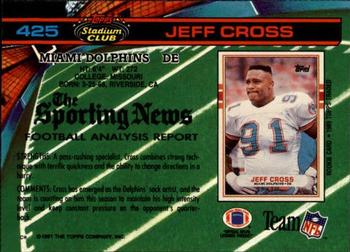 1991 Stadium Club #425 Jeff Cross Back