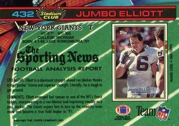 1991 Stadium Club #432 Jumbo Elliott Back