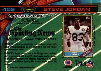 1991 Stadium Club #459 Steve Jordan Back