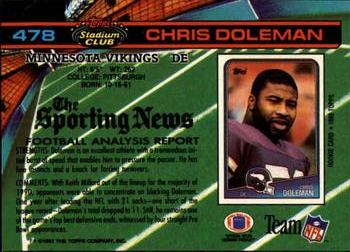 1991 Stadium Club #478 Chris Doleman Back