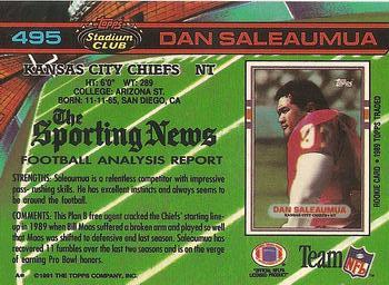 1991 Stadium Club #495 Dan Saleaumua Back