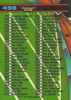 1991 Stadium Club #498 Checklist: 201-300 Back