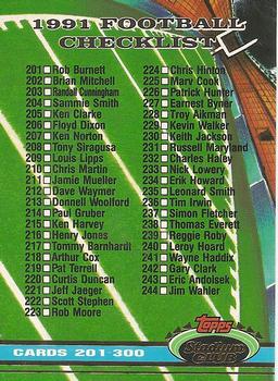 1991 Stadium Club #498 Checklist: 201-300 Front