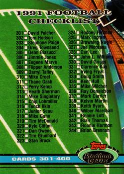 1991 Stadium Club #499 Checklist: 301-400 Front