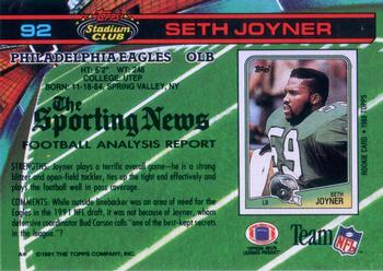 1991 Stadium Club #92 Seth Joyner Back