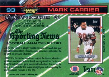 1991 Stadium Club #93 Mark Carrier Back