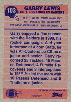 1991 Topps #103 Garry Lewis Back