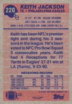 1991 Topps #220 Keith Jackson Back