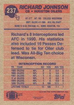 1991 Topps #237 Richard Johnson Back