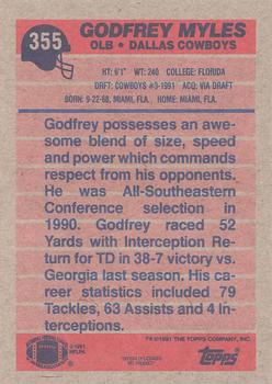 1991 Topps #355 Godfrey Myles Back
