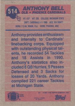 1991 Topps #514 Anthony Bell Back