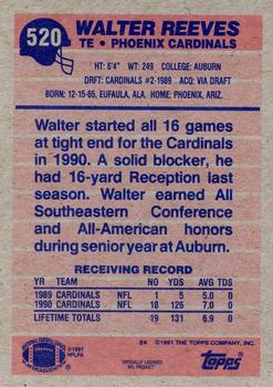 1991 Topps #520 Walter Reeves Back