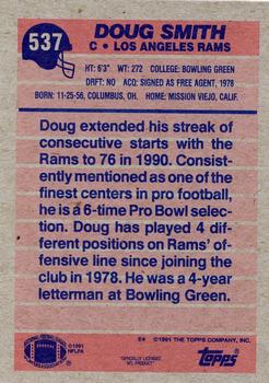 1991 Topps #537 Doug Smith Back