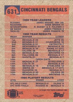 1991 Topps #631 Bengals Team Leaders/Results Back