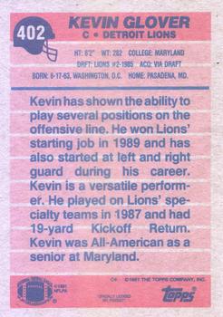 1991 Topps #402 Kevin Glover Back