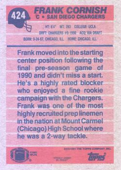 1991 Topps #424 Frank Cornish Back