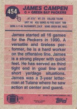 1991 Topps #454 James Campen Back
