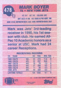 1991 Topps #478 Mark Boyer Back