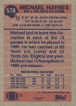 1991 Topps #578 Michael Haynes Back