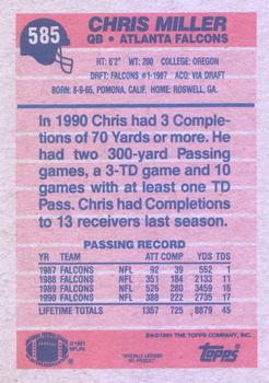 1991 Topps #585 Chris Miller Back