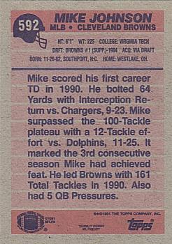 1991 Topps #592 Mike Johnson Back