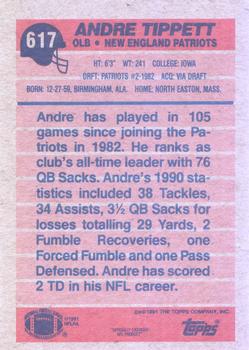 1991 Topps #617 Andre Tippett Back
