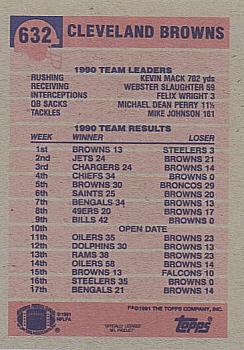 1991 Topps #632 Browns Team Leaders/Results Back