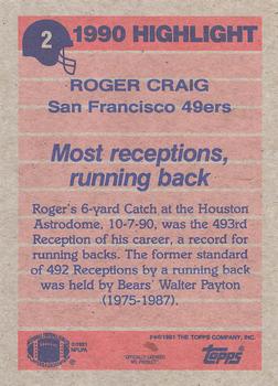 1991 Topps #2 Roger Craig Back