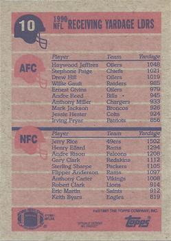 1991 Topps #10 1990 Receiving Leaders (Haywood Jeffires / Jerry Rice) Back
