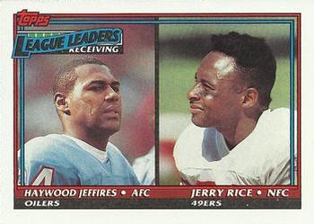 1991 Topps #10 1990 Receiving Leaders (Haywood Jeffires / Jerry Rice) Front