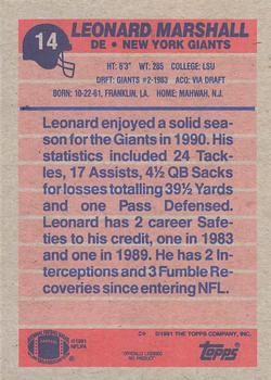 1991 Topps #14 Leonard Marshall Back